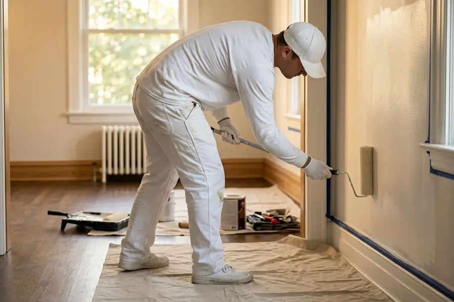 CityWide painter rolling fresh paint onto an interior wall